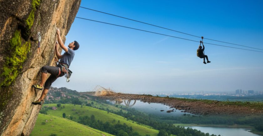 Adventure activities in Bangalore at water and adventure parks with thrilling rides and fun experiences