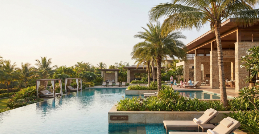 Visitors enjoying a peaceful day at Club Cabana, one of the top resorts in Bangalore