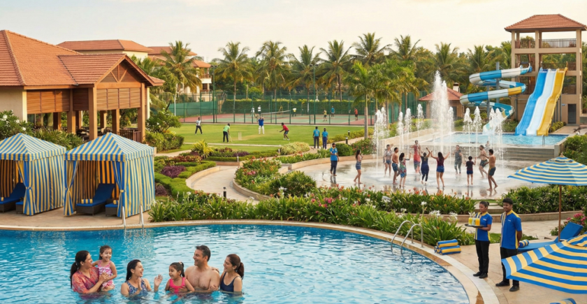 Guests enjoying indoor and outdoor Bangalore Resort Activities at Club Cabana