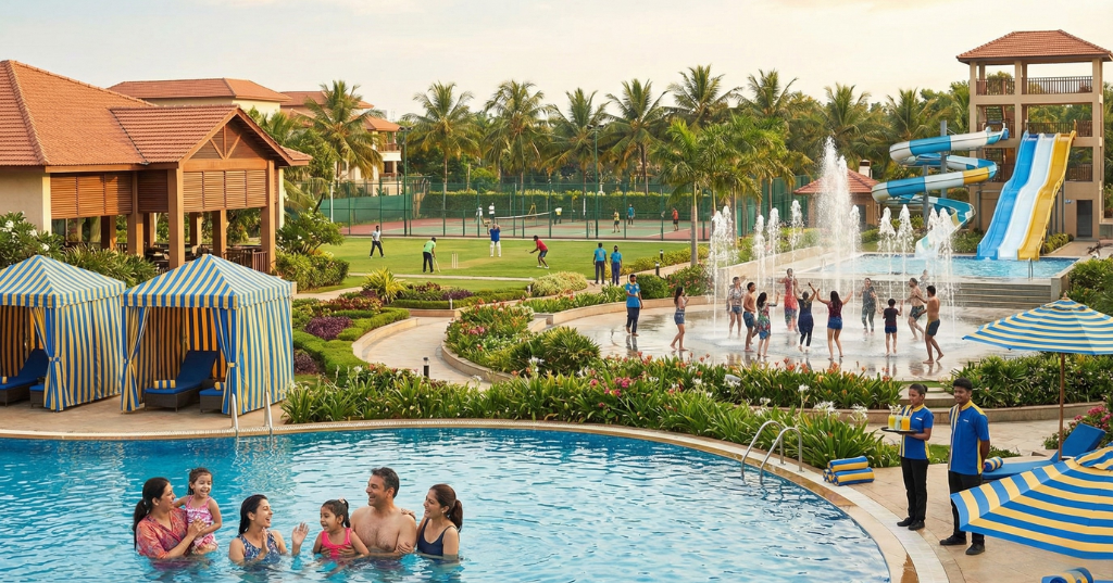 Guests enjoying indoor and outdoor Bangalore Resort Activities at Club Cabana