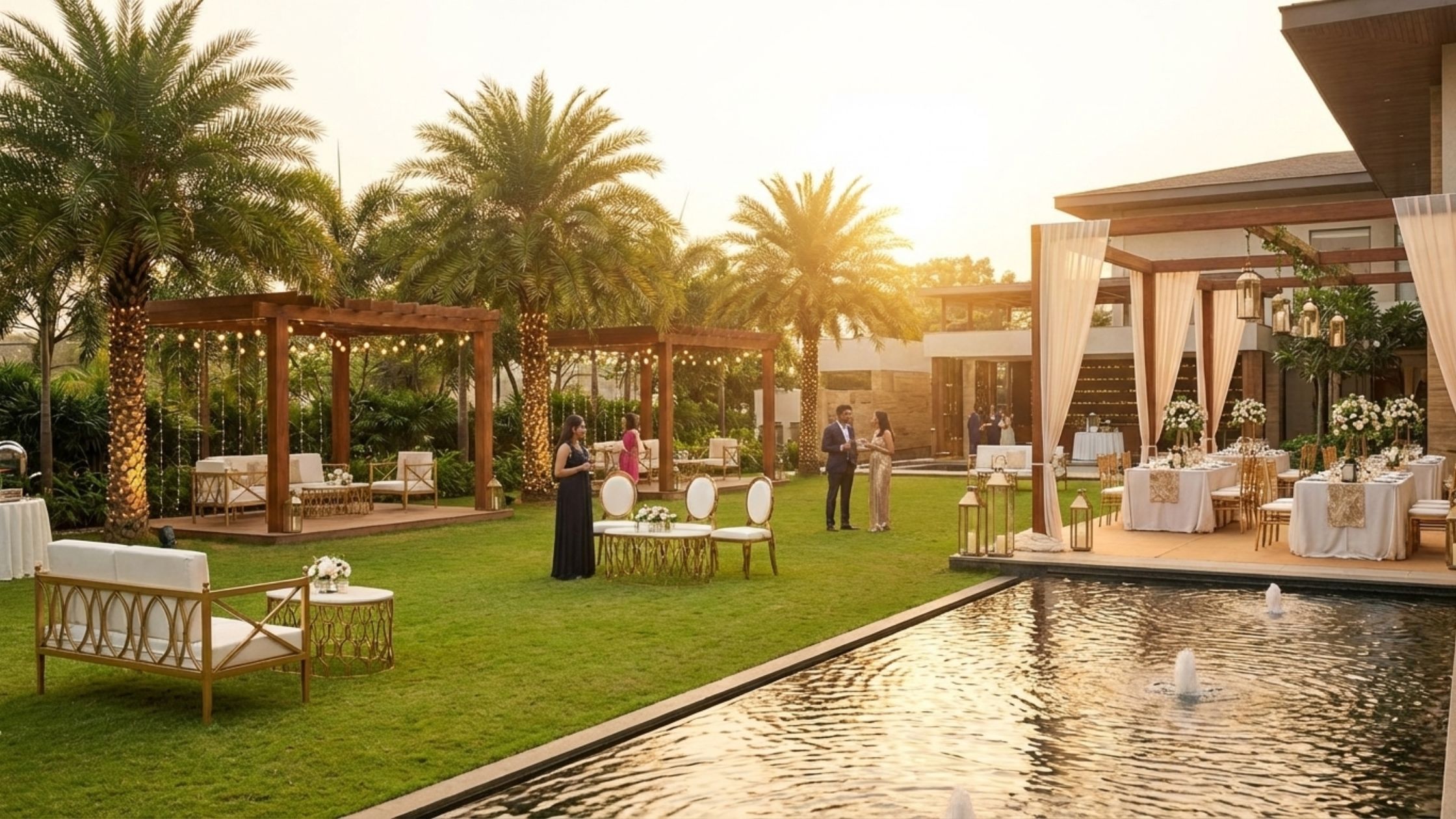 Outdoor event resorts Bangalore with spacious lawns for large group celebrations